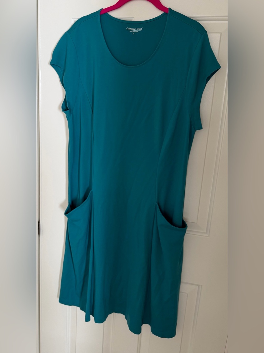 Coldwater Creek Teal Shift Dress with Front Pockets